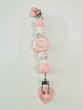 Pink Floral Beaded Heart Clip Charm use it on your IPad, phone or Kindle